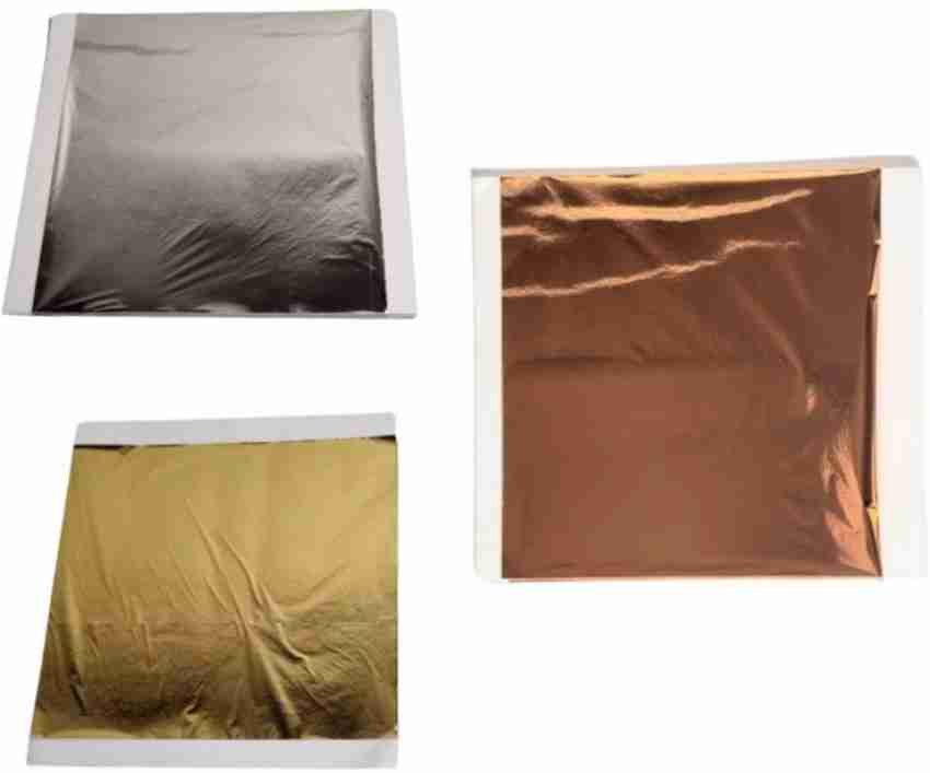 100Sheets Imitation Gold Silver Foil Paper Leaf Gilding DIY Epoxy