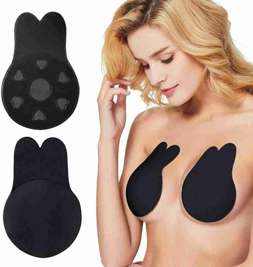 Diva Secret Sticky Bra Push Up Lift Nipple Covers Adhesive Strapless  Invisible Backless Bras Plunge Reusable for Women Black Silicone, Cotton  Peel and