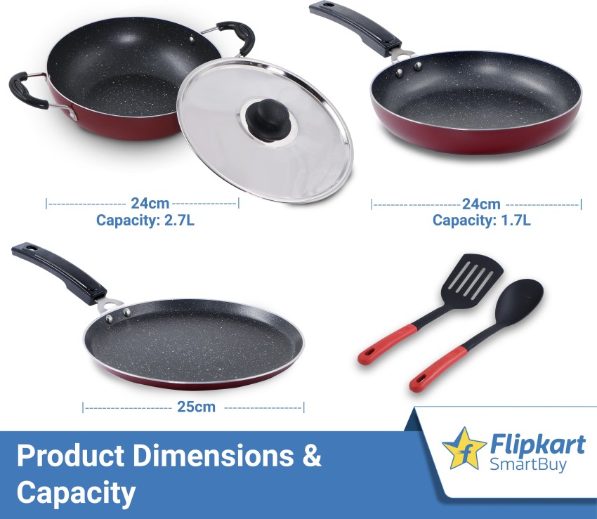 Flipkart SmartBuy Tawa and Fry Pan with Steel Lid Non-Stick Coated