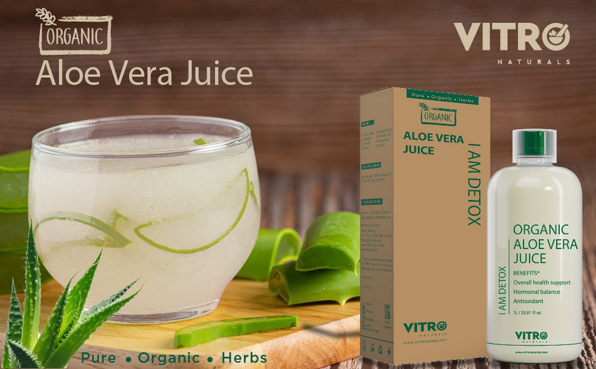 Pure organic aloe vera juice top