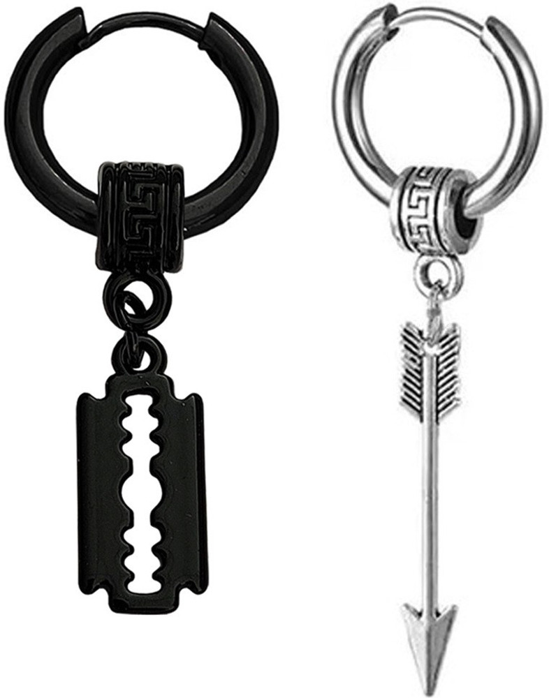 Flipkart Buy M Men Style Razor Blade Dangle With Stylish Arrowhead Dangle Hoop Earrings Metal Hoop Earring Online at Best Prices in India
