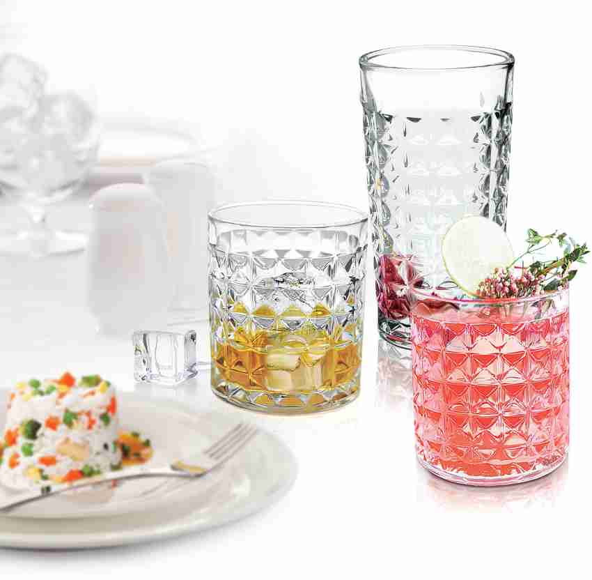 TREO (Pack of 6) Knitts 260 Juice Glass Tumbler, Set of 6, 260 ml Each,  Transparent Glass Set Water/Juice Glass Price in India - Buy TREO (Pack of 6)  Knitts 260 Juice Glass Tumbler, Set of 6, 260 ml Each, Transparent Glass Set  Water/Juice Glass online at