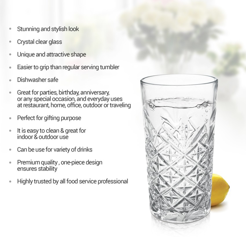 6 Pcs Transparent Crystal Clear Drinking Water Glass