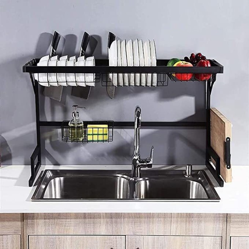 Over Sink Dish Drying Rack Drainer Shelf Stainless Steel Kitchen