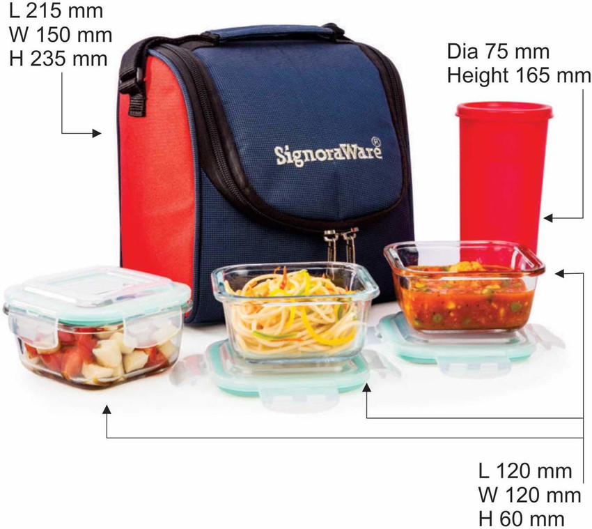 Glass lunch box signoraware on sale
