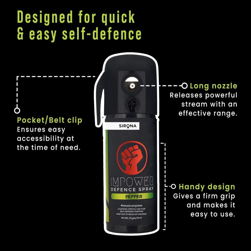 Buy Sirona IMPOWER Self Defence Green Chilli Pepper Spray for Woman Safety