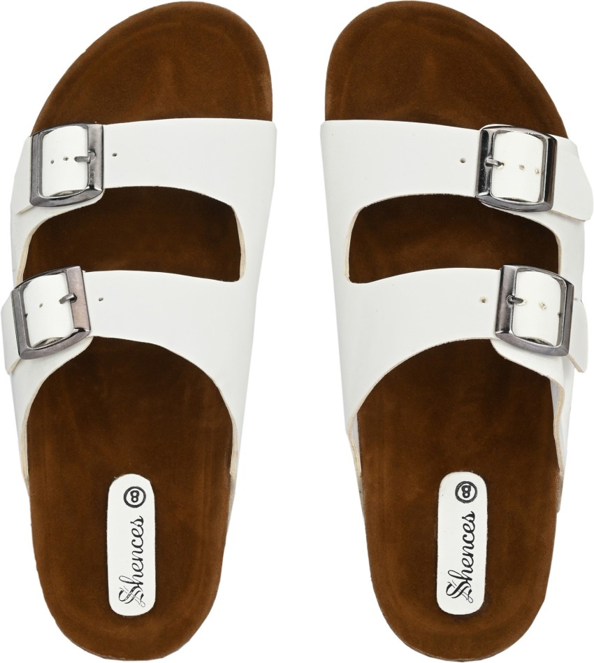 White best sale buckle sandals