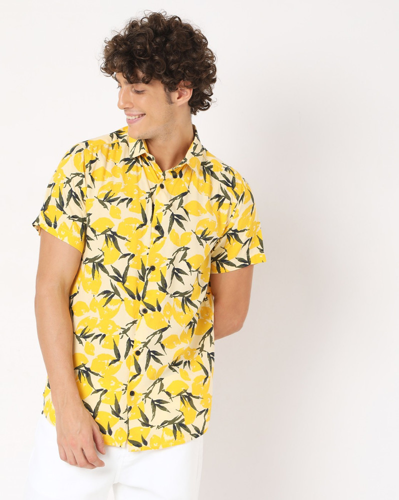 7 Shores Men Floral Print Casual Yellow Shirt Buy 7 Shores Men