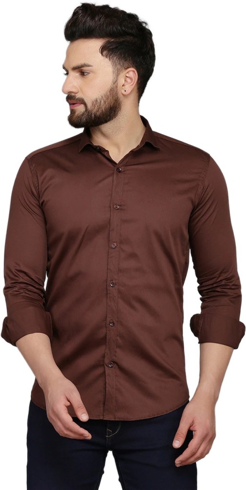 Buy Burgeon Brown Cotton Shirt Online