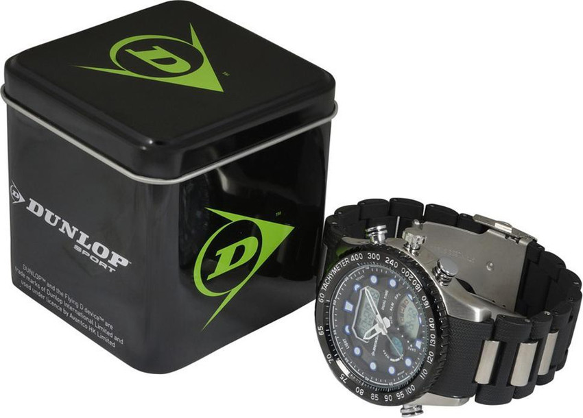 Dunlop Men s Analog Digital Quartz with Tachymeter Silicon Strap