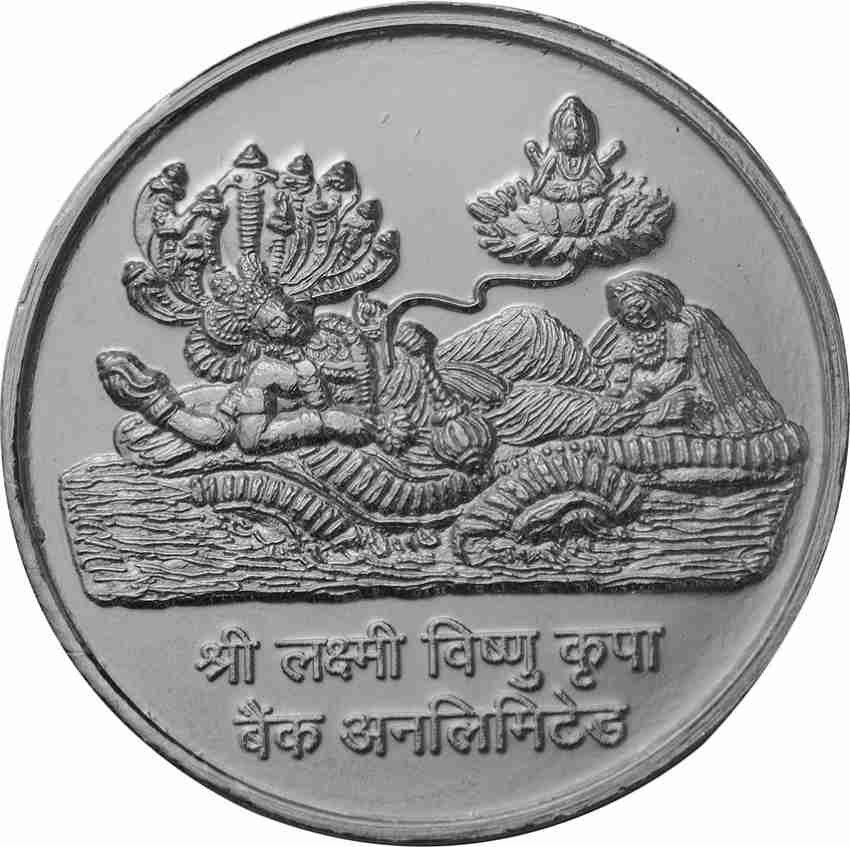 Pray Everyday Lakshmi Vishnu Ji Silver Plated Coin Set of 7