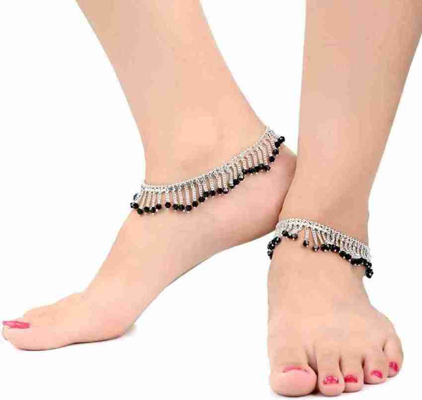 Black metal anklets online clearance shopping
