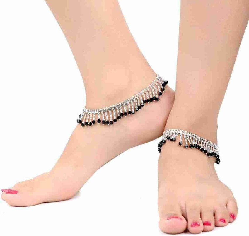 Black metal anklets clearance