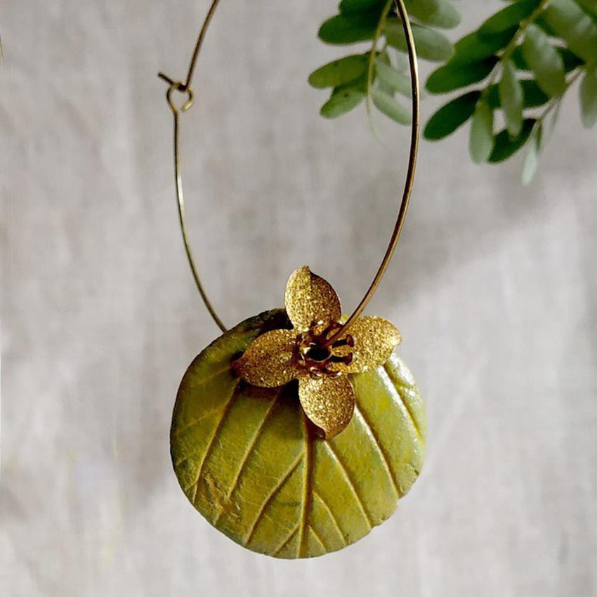 Flipkart.com - Buy Olive Tree Leaf Papier-mache & Brass Earrings 
