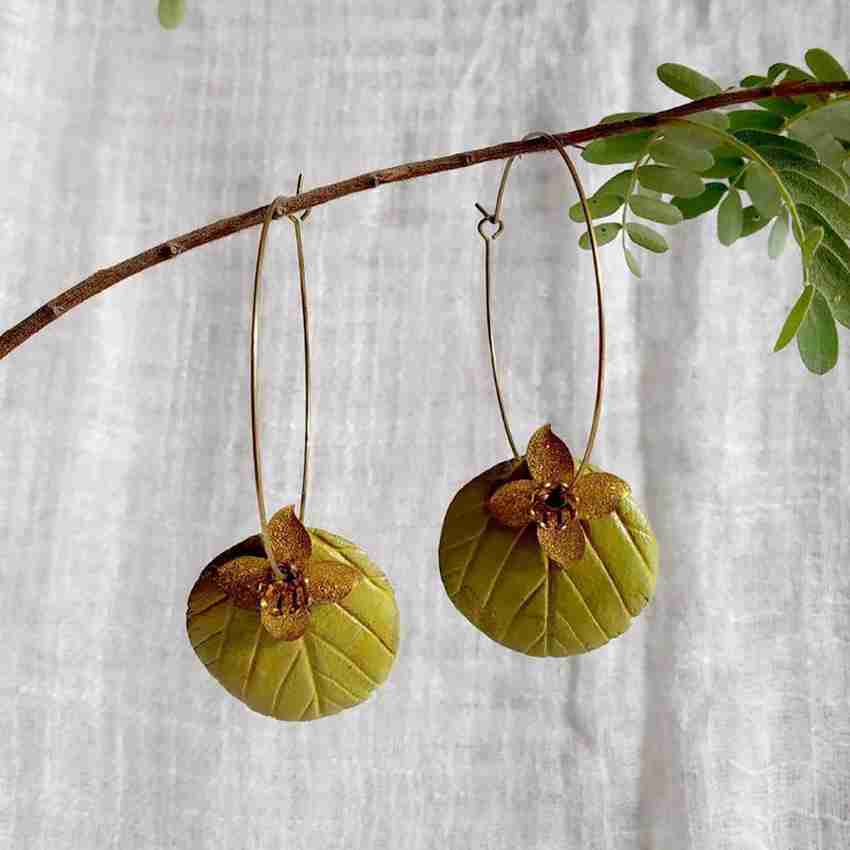 Flipkart.com - Buy Olive Tree Leaf Papier-mache & Brass Earrings 