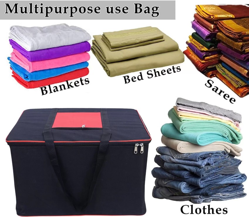 Buy Arvanaindia Blue Cotton Saree Covers And Clothes Storage Bags Closet  Organizers Set With Zip (Pack Of 5) Online at Best Prices in India -  JioMart.