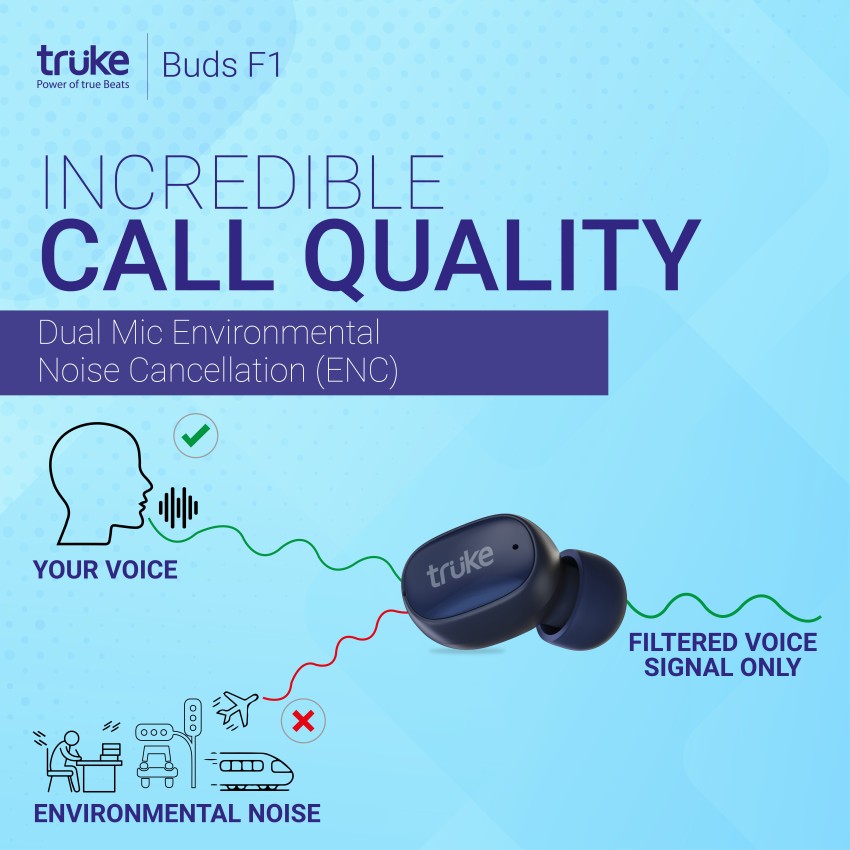 truke Buds F1 with 38H Playtime ENC Instant Pairing Gaming MODE