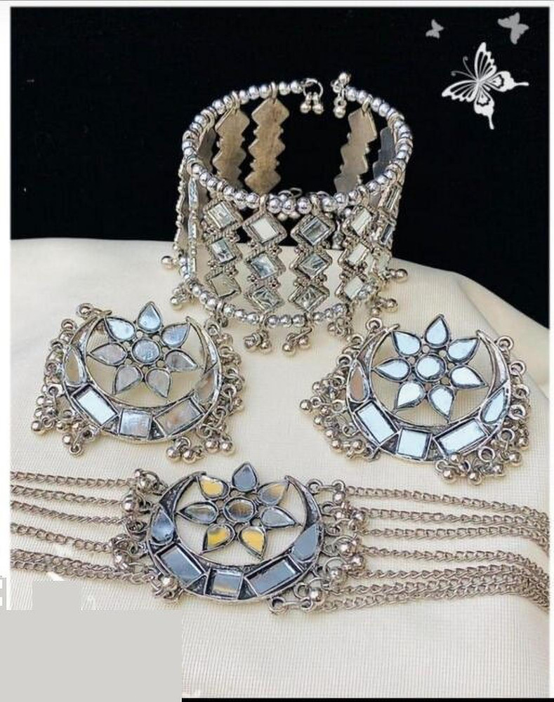 Flipkart silver necklace set online