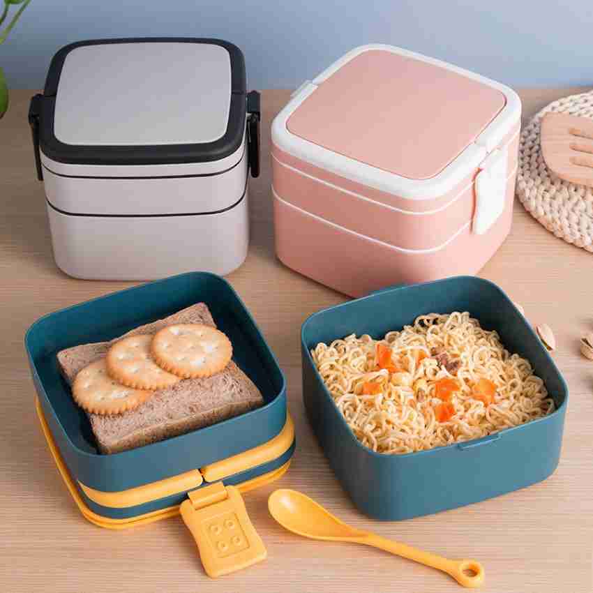 Slim High Microwave Safe Office Two Compartment Lunch Box Set