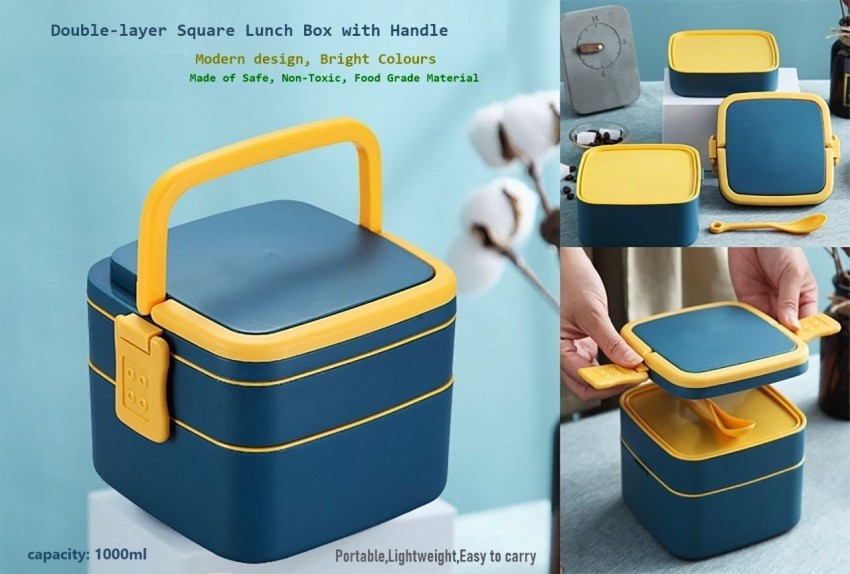 Portable Microwaveable Plastic Lunch Box, Double-layer Lunch Box