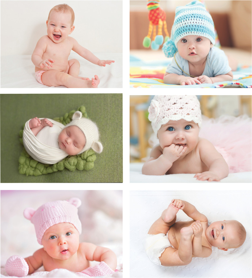 Pack of 6 Newborn Baby Cute Wall Posters with Matte Finish
