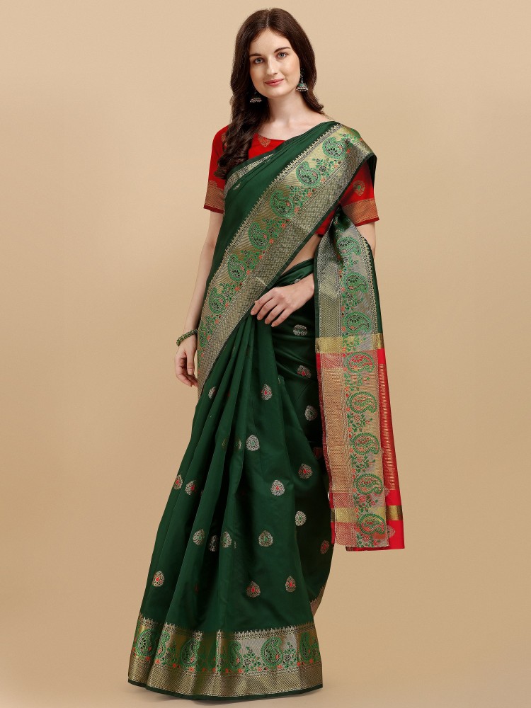 Buy Green Sarees for Women by ZIKARAA Online