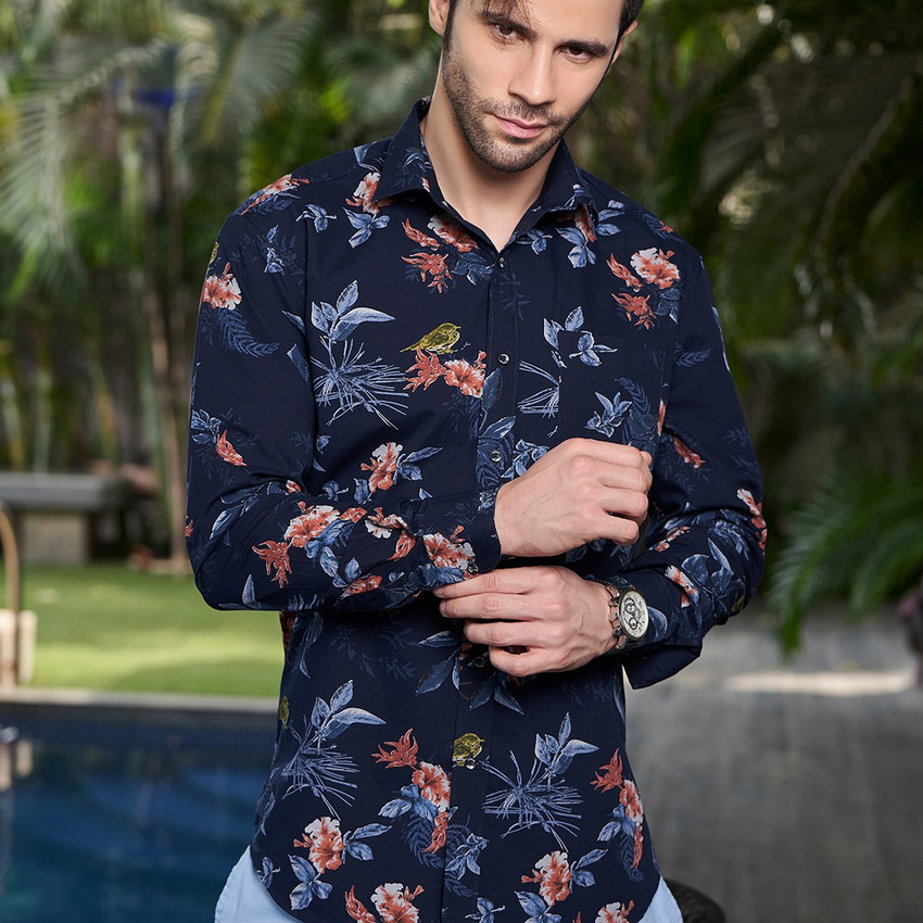 Flower print hot sale shirt mens