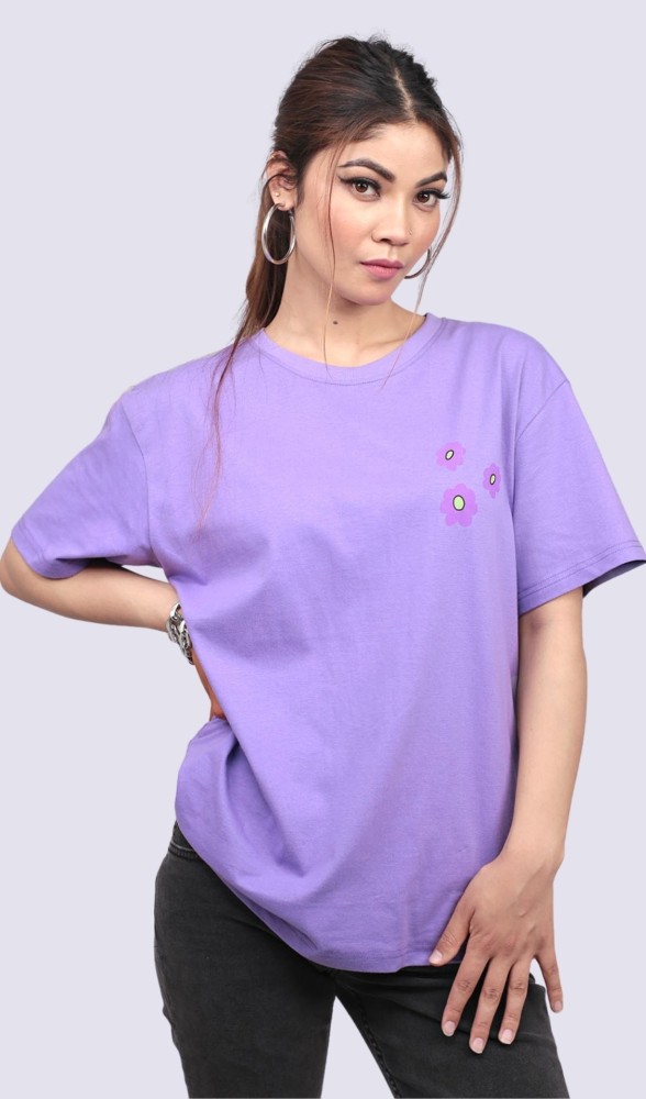 Women Cartoon Printed Round Neck Purple T-Shirt at Rs 130/piece