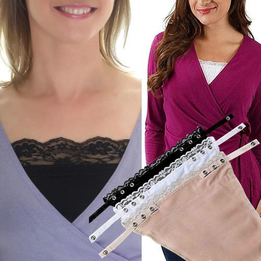 FIMALIA Women's Cotton Clip-on Mock Lace Camisole Cami Secret-Set of 3  (Free Size)(