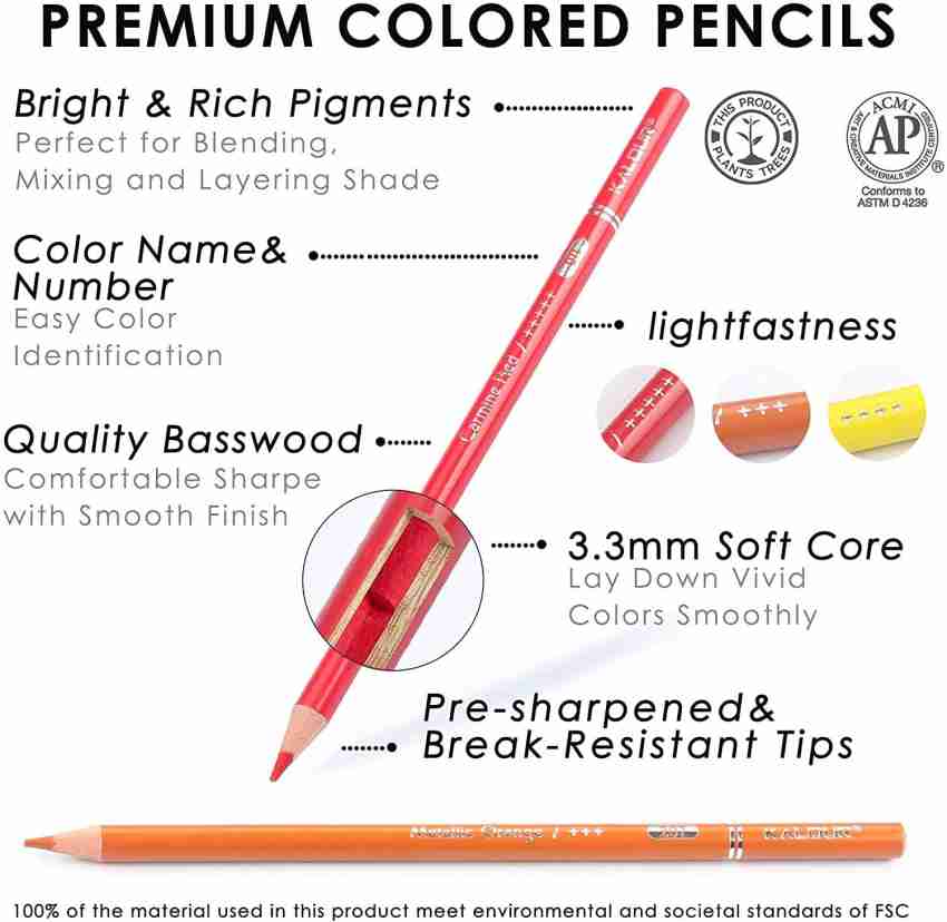 Sabahz Trading Premium 520 Sharpened Artist Grade Round  Shaped Color Pencils 