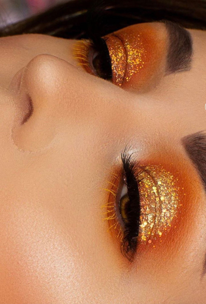 Orange glitter discount eye makeup