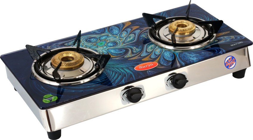 printed glass top gas stove