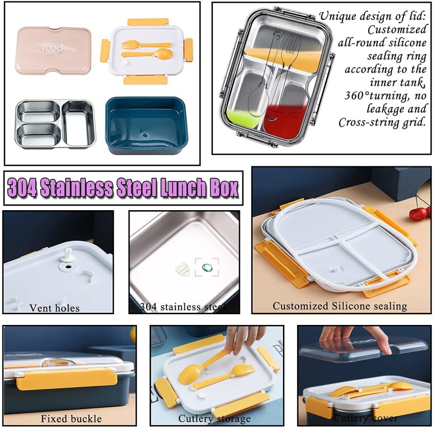 1pc Portable Insulated Lunch Box With Sealed Lid, Compartment And