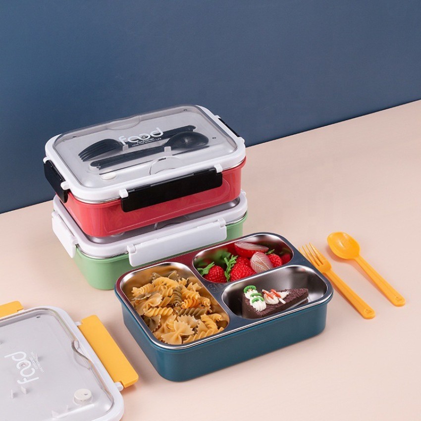 Kn2 MART 3 Compartment Lunch Boxes Stainless Steel