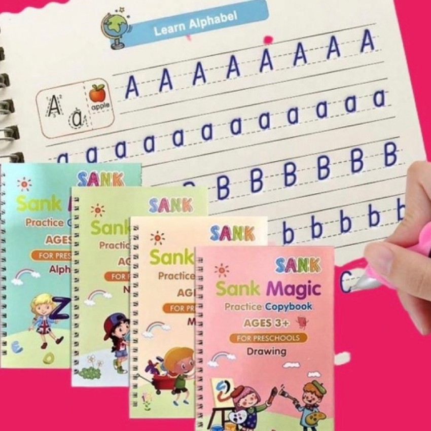 Magic Ink Copybooks for Kids Reusable Handwriting Workbooks for Preschools  Grooves Template Design and Handwriting Aid Magic Practice Copybook for  Kids The Print Writing (4 Books with Pens) 