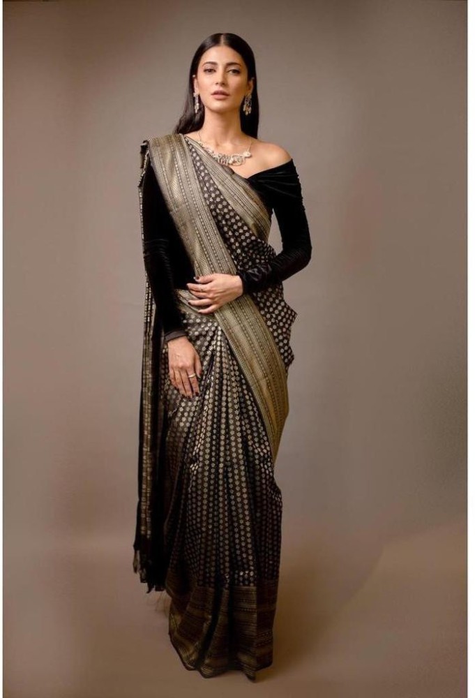 Off shoulder blouse discount with silk saree