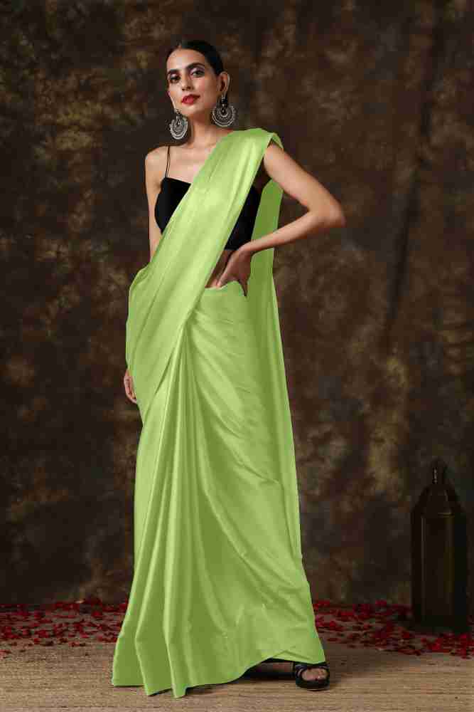 Plain Green Partywear Satin Silk Saree With Sequence Work Blouse & Belt at  Rs 1989/piece in Singrauli