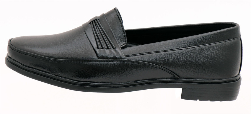 K.C. ANAND Men s Black Leather Penny Casual Slip on Loafer Slip On
