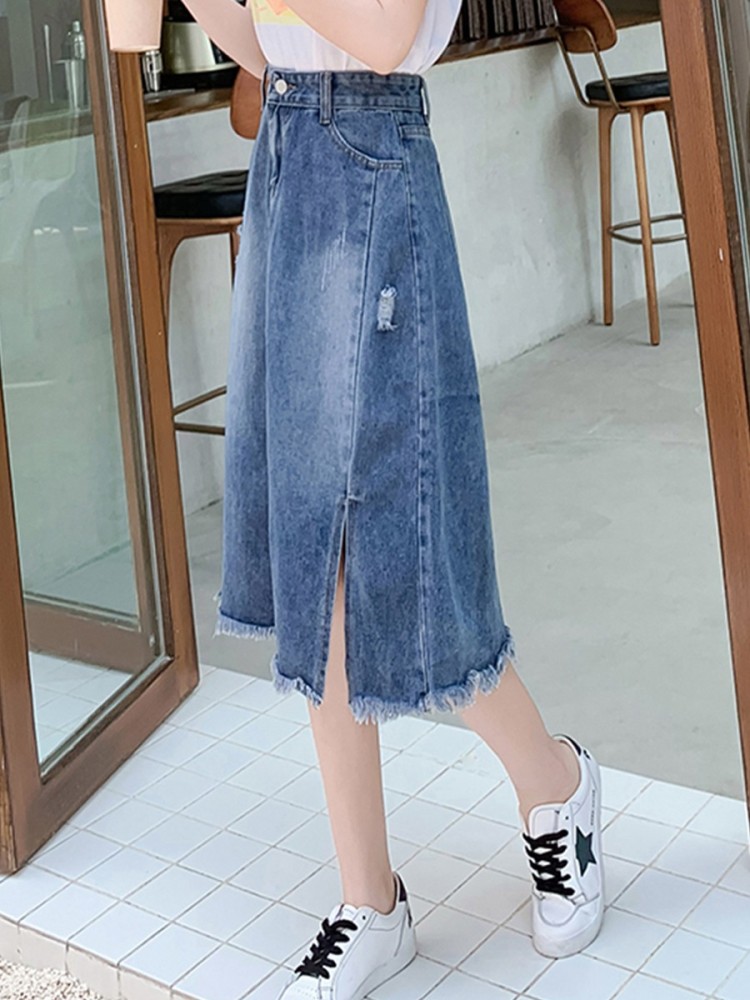 Denim skirt best sale club factory