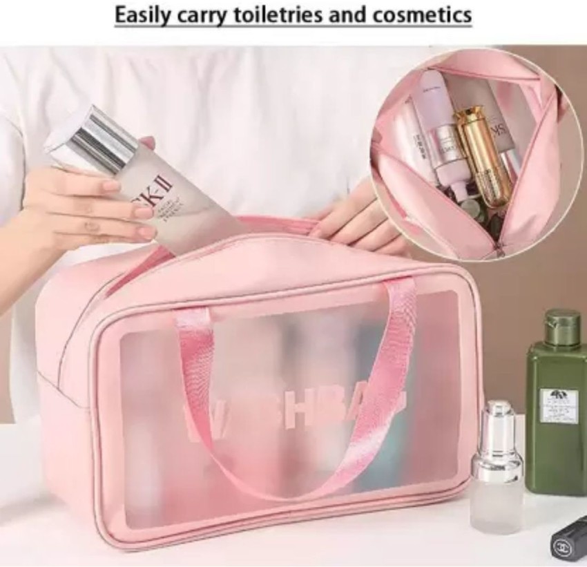 KARTCITY Toiletry Bag Clear Cosmetic Bags Travel /Wash /Transparent Makeup  Cosmetic bag Travel Toiletry Kit Pink - Price in India