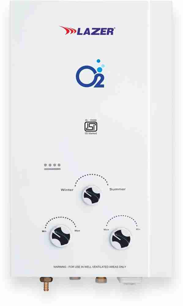 Lazer 6 L Gas Water Geyser (O2 Gas Vertical, White) Price in India - Buy  Lazer 6 L Gas Water Geyser (O2 Gas Vertical, White) online at Flipkart.com