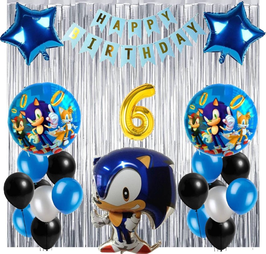 6 pcs Sonic Balloons,Sonic the Hedgehog Birthday Party Supplies