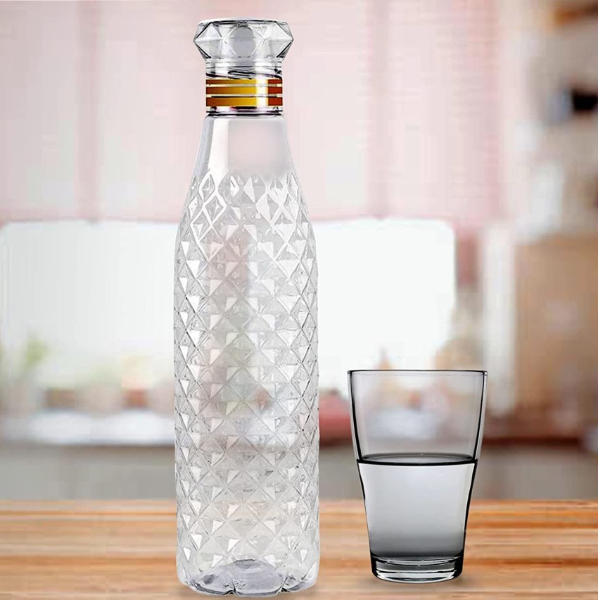 Crystal Clear Water Bottle Set of 6 1 litre, Plastic Fridge Water Bottle Set