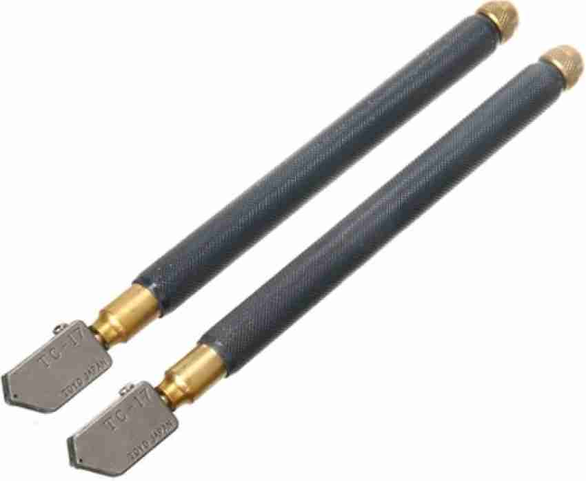 2pc Diamond Antislip Metal Handle Steel Blade Oil Feed Glass Cutter Cutting Tool, Gold