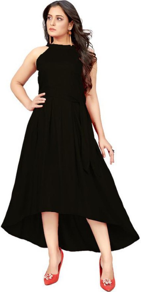 Buy Indicot Black Georgette High Low Asymmetric Women Party, 55% OFF