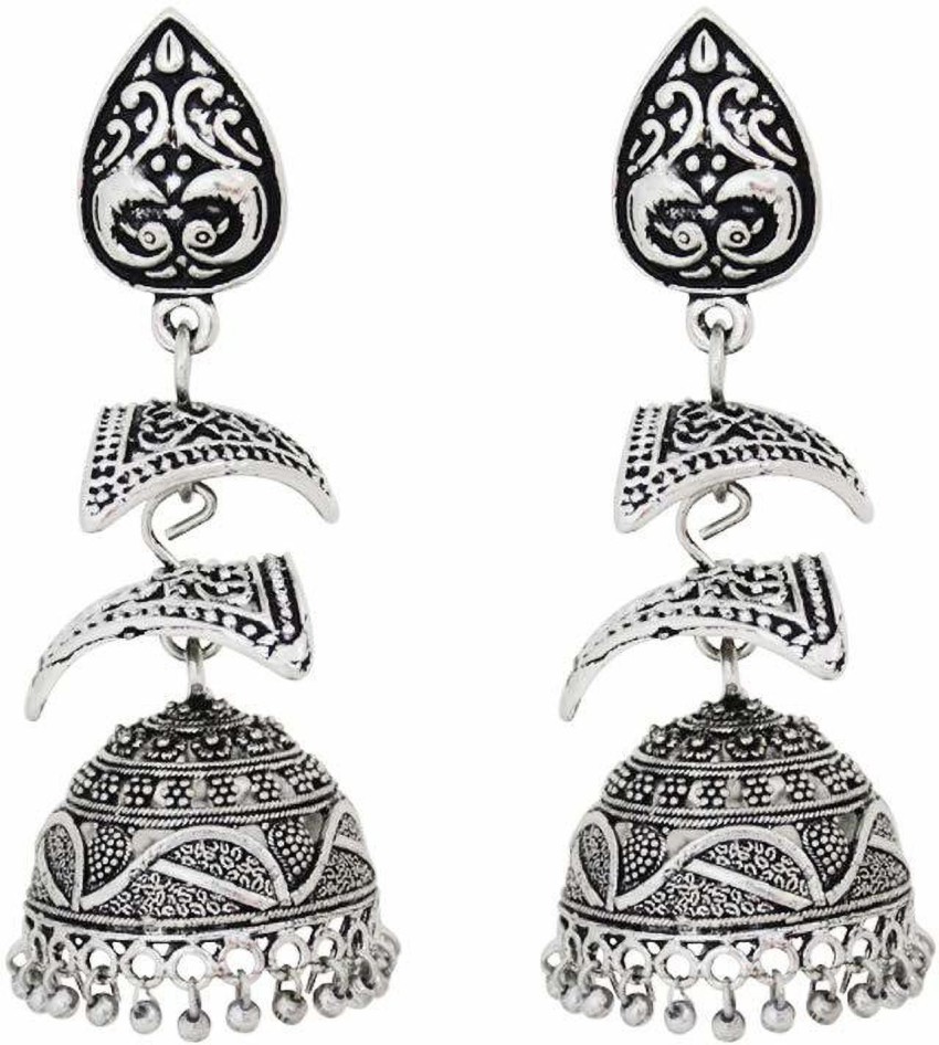 Buy Online Amazing Black and Oxide Silver Colour Leaves Design Earring for  Girls and Women – One Stop Fashion