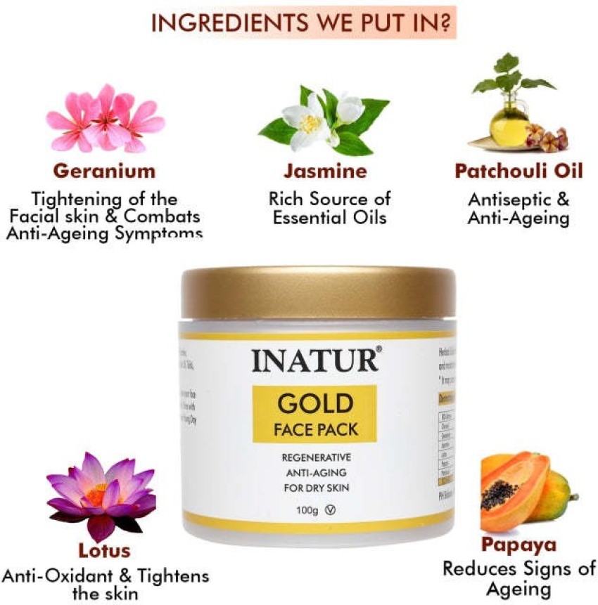 INATUR Gold Face Pack Chironji Geranium Jasmine Lotus