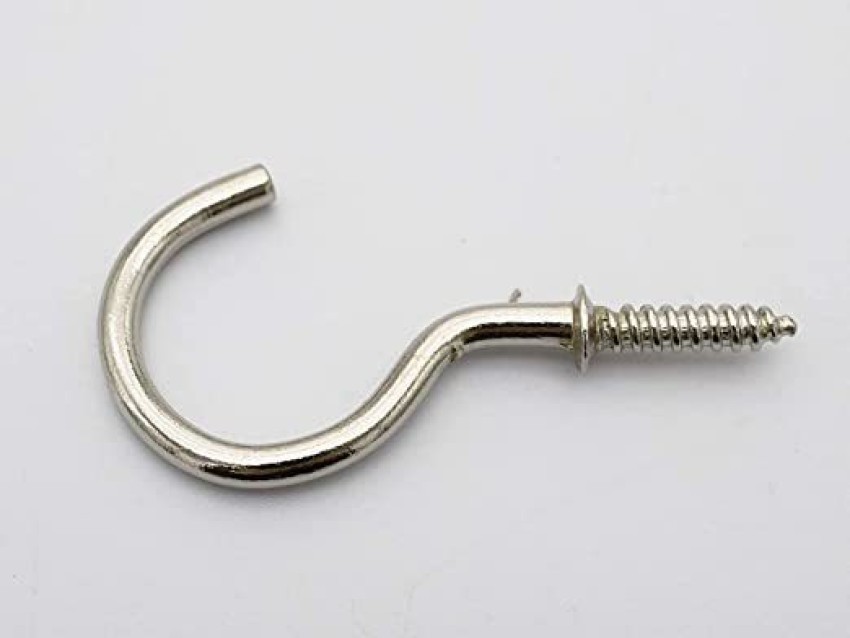 1 Stainless Steel Cup Hooks Corrosion Resistant Screw in (Pack of 10)  Silver