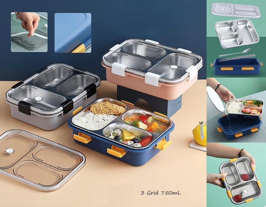 PRIMEFAIR Launch Box for Travelling, School Kids & Office 3  Containers Lunch Box (500 ml) 3 Containers Lunch Box 