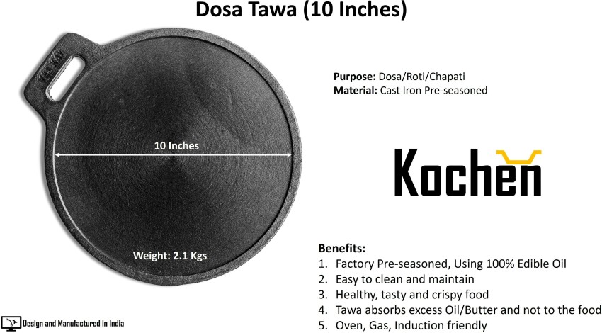 Trilonium Pre-Seasoned Cast Iron Dosa Tawa WHT10 , Diameter 10 inches –  TRILONIUM